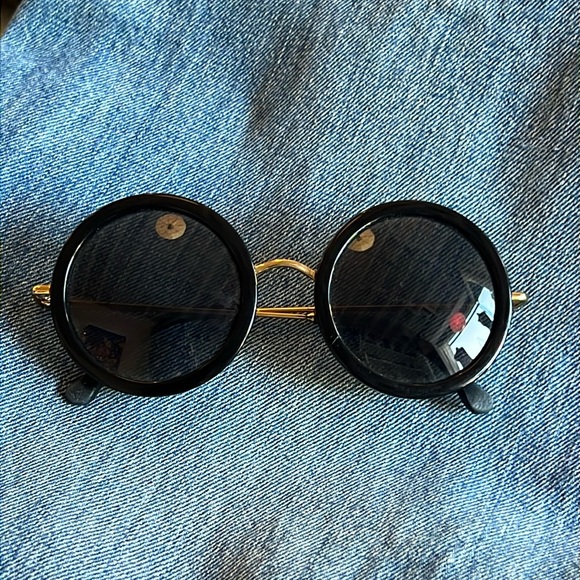 The Row Accessories - The Row Linda farrow gallery large round black sunglasses